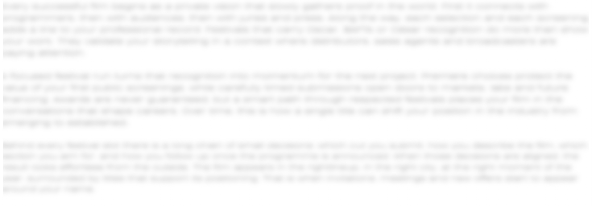 Full film festival submission details available to members